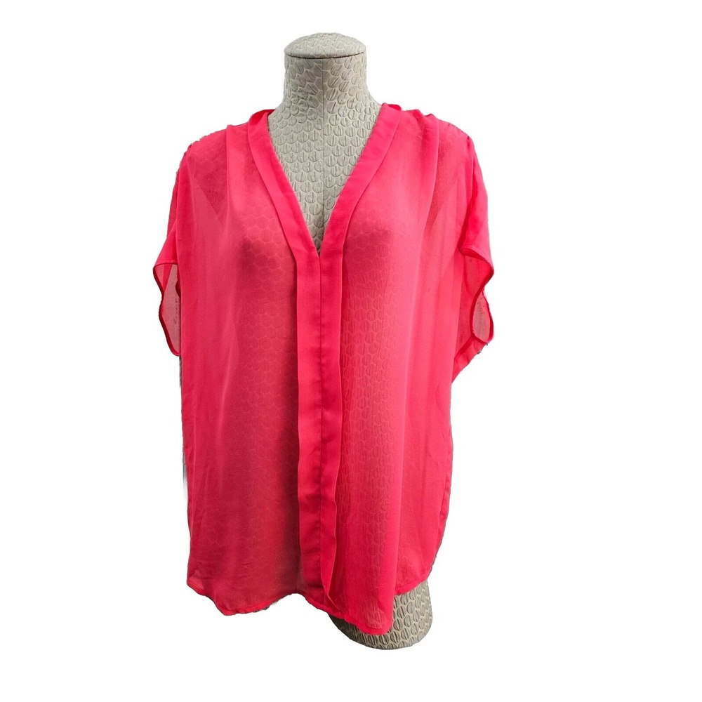 VICTORIA'S SECRET M Sheer Silky Coral Pink‎ Sleeveless Blouse Shirt Top